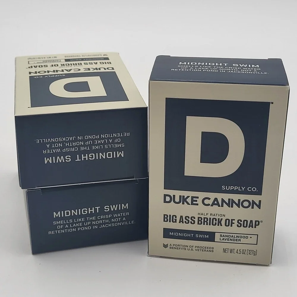Lot of 3 Duke Cannon Midnight Swim Half Ration Brick‎ of Soap 4.5oz